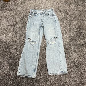 American Eagle Outfitters Light Blue Distressed Straight Leg Jeans